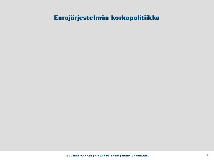 Eurojärjestelmän korkopolitiikka SUOMEN PANKKI | FINLANDS BANK | BANK OF FINLAND 5 
