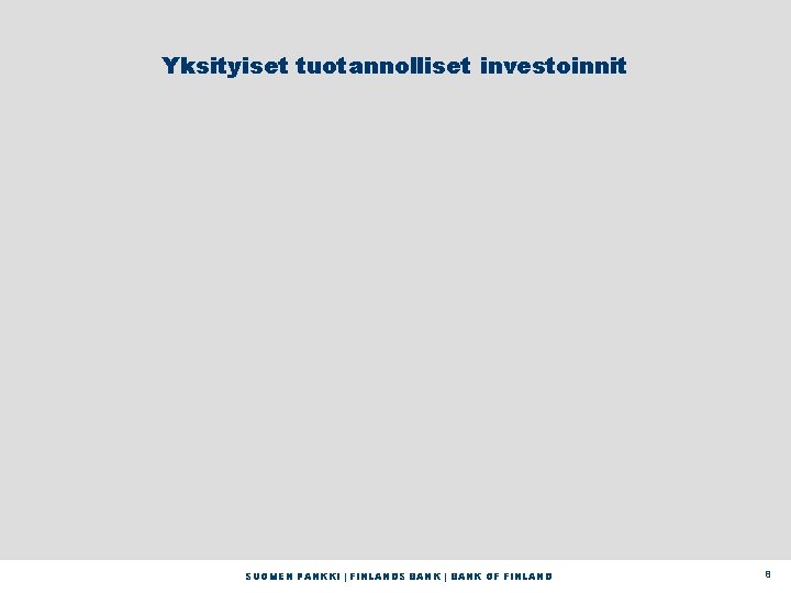 Yksityiset tuotannolliset investoinnit SUOMEN PANKKI | FINLANDS BANK | BANK OF FINLAND 8 