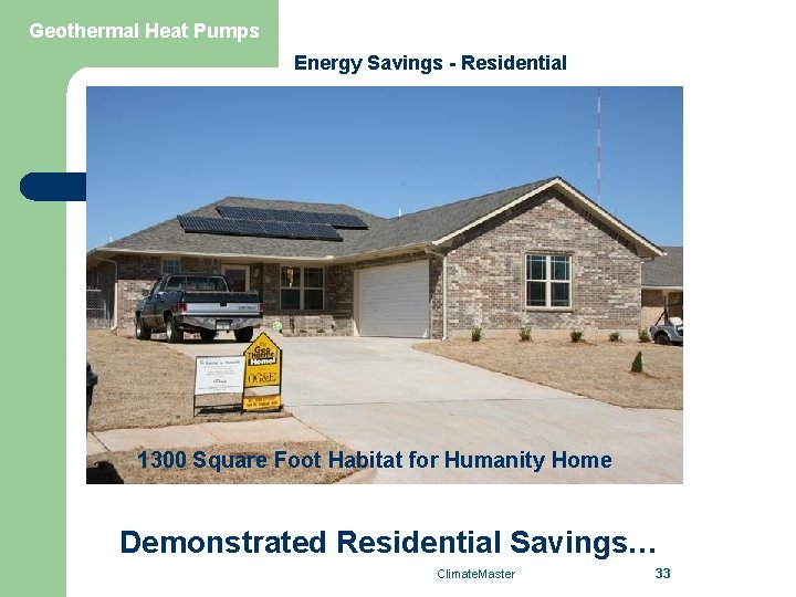 Geothermal Heat Pumps Energy Savings - Residential 1300 Square Foot Habitat for Humanity Home