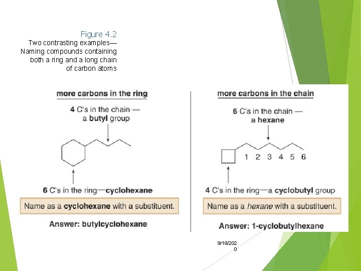 Figure 4. 2 Two contrasting examples— Naming compounds containing both a ring and a