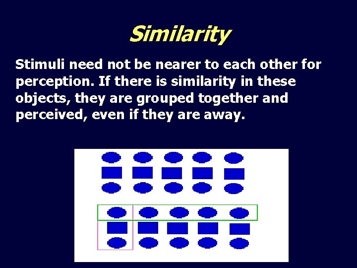 Similarity Stimuli need not be nearer to each other for perception. If there is