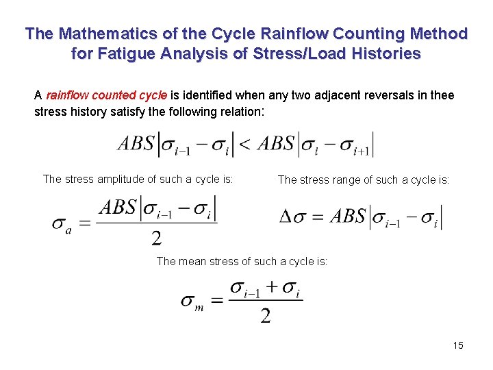 The Mathematics of the Cycle Rainflow Counting Method for Fatigue Analysis of Stress/Load Histories