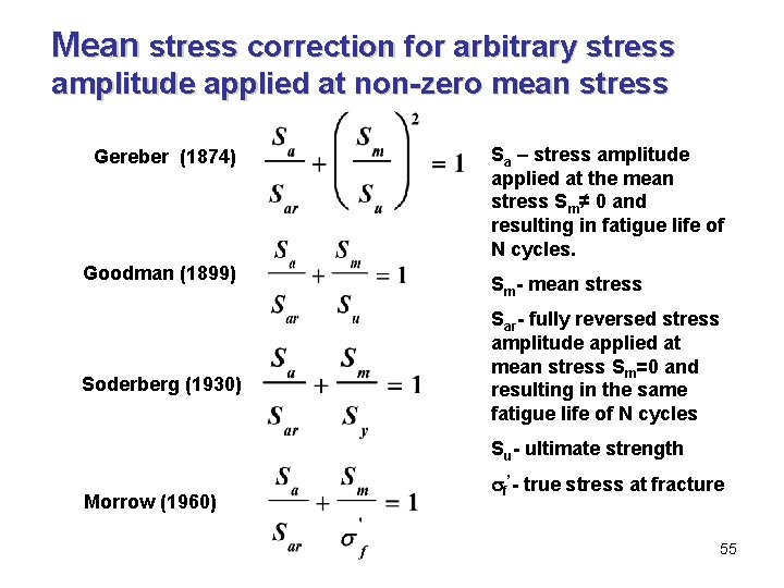 Mean stress correction for arbitrary stress amplitude applied at non-zero mean stress Gereber (1874)