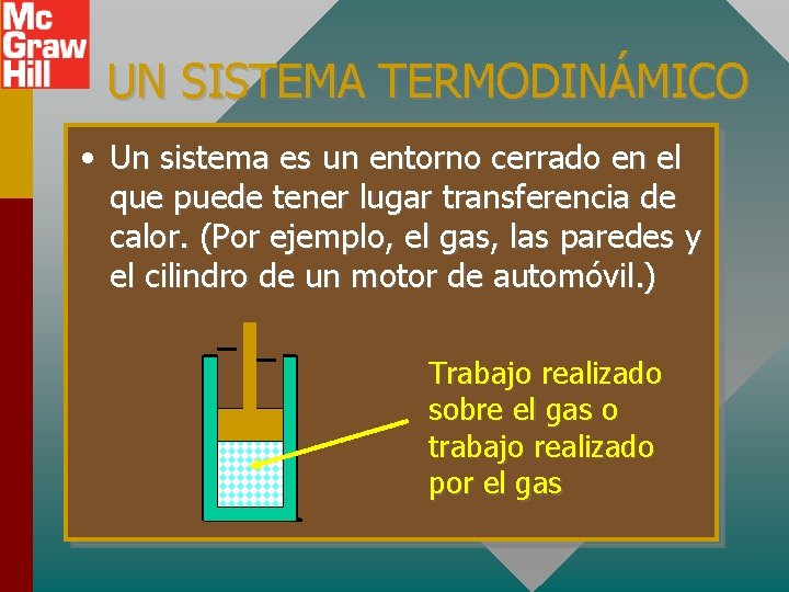 UN SISTEMA TERMODINÁMICO • Un sistema es un entorno cerrado en el que puede