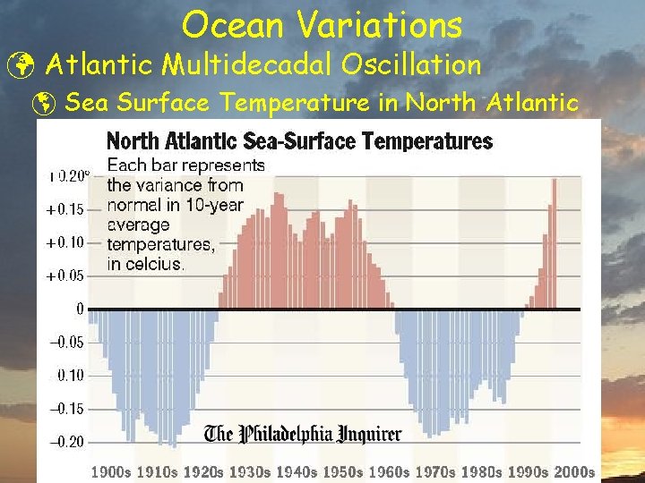 Ocean Variations ü Atlantic Multidecadal Oscillation þ Sea Surface Temperature in North Atlantic 