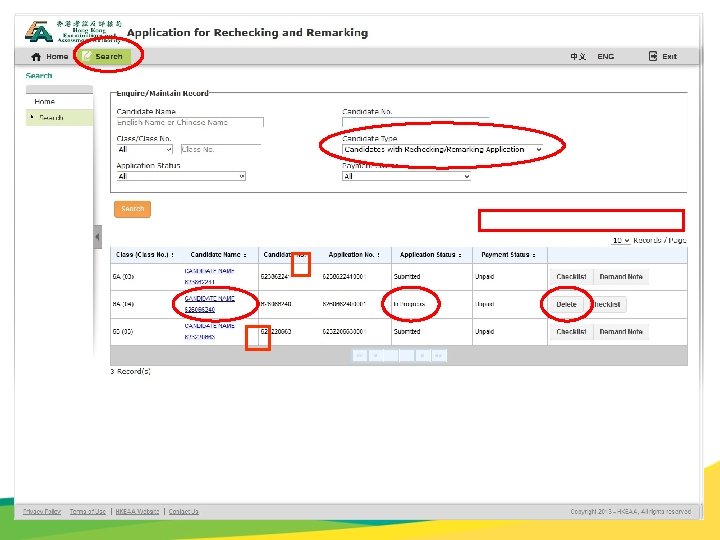 Rechecking & Remarking Application - Enquire / Maintain Record 41 