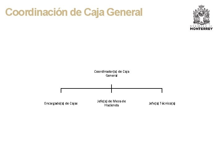 Coordinación de Caja General Coordinador(a) de Caja General Encargado(a) de Cajas Jefe(a) de Mesa