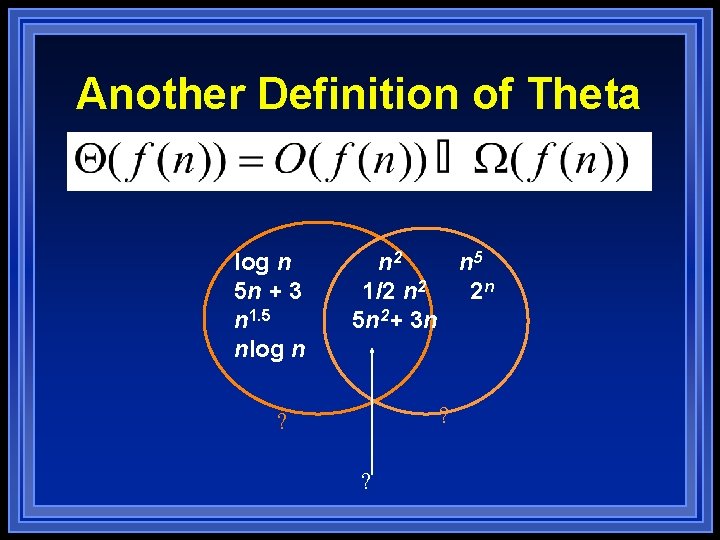 Another Definition of Theta log n 5 n + 3 n 1. 5 nlog Another Definition of Theta log n 5 n + 3 n 1. 5 nlog