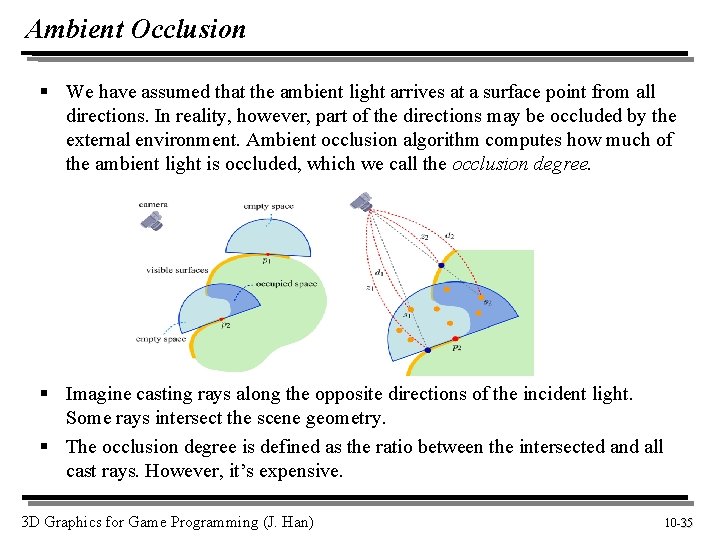 Ambient Occlusion § We have assumed that the ambient light arrives at a surface