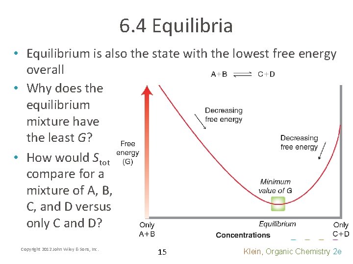 6. 4 Equilibria • Equilibrium is also the state with the lowest free energy