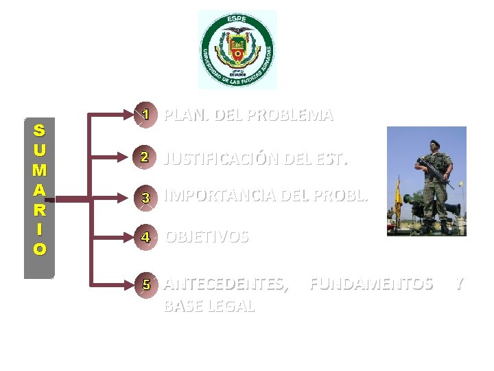 S U M A R I O 1 PLAN. DEL PROBLEMA 2 JUSTIFICACIÓN DEL