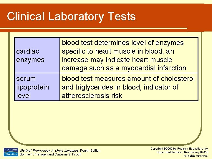 Clinical Laboratory Tests cardiac enzymes serum lipoprotein level blood test determines level of enzymes