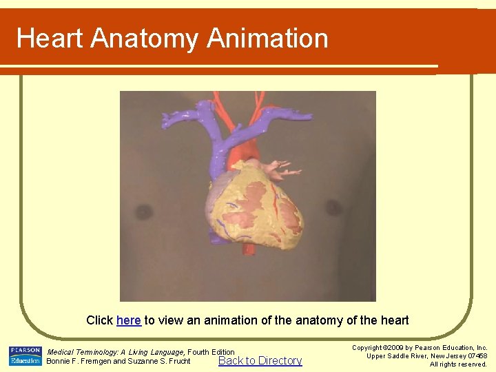 Heart Anatomy Animation Click here to view an animation of the anatomy of the