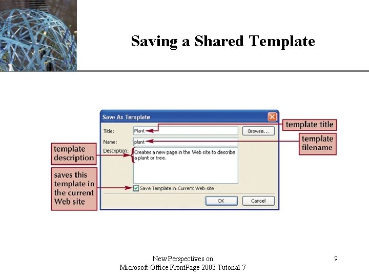 Saving a Shared Template New Perspectives on Microsoft Office Front. Page 2003 Tutorial 7