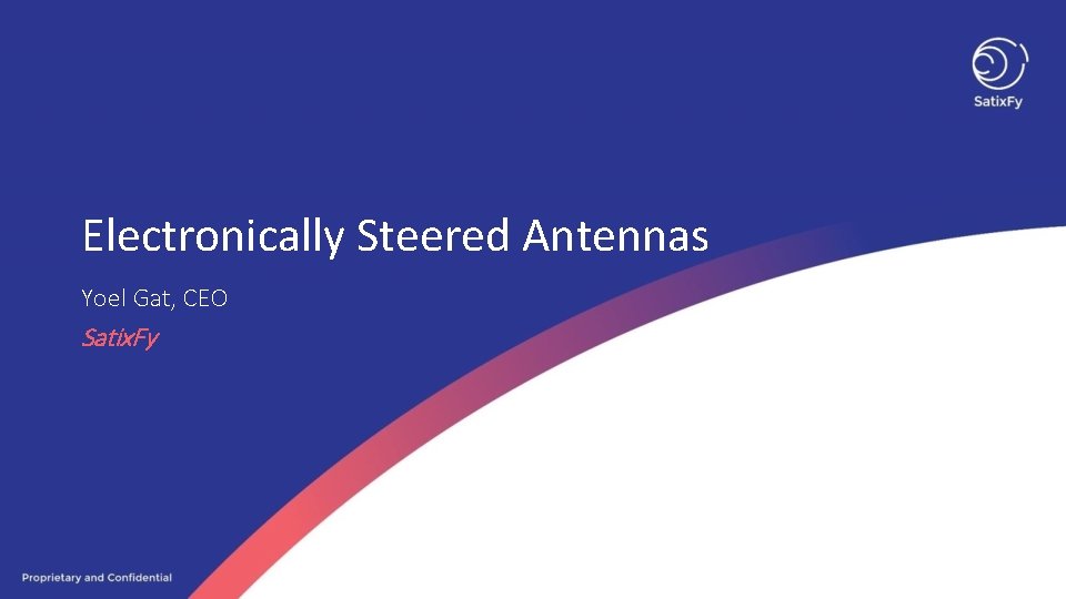 Electronically Steered Antennas Yoel Gat, CEO Satix. Fy 