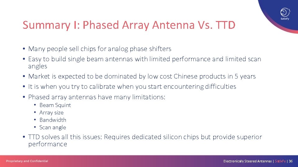 Summary I: Phased Array Antenna Vs. TTD • Many people sell chips for analog