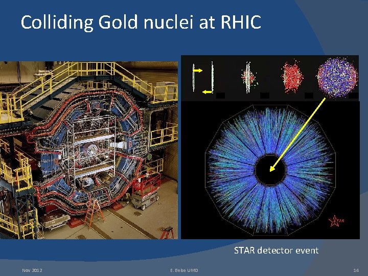 Colliding Gold nuclei at RHIC STAR detector event Nov 2012 E. Beise UMD 14