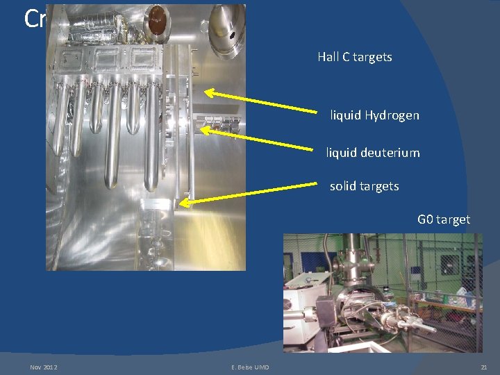 Cryogenic Targets Hall C targets liquid Hydrogen liquid deuterium solid targets G 0 target