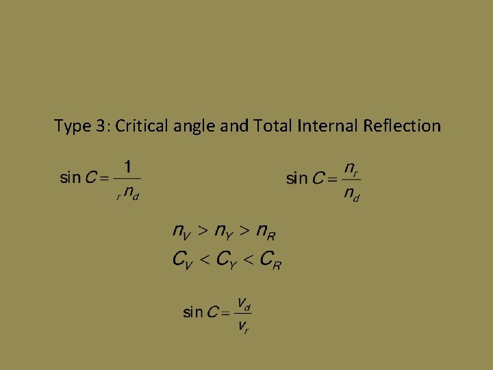 Type 3: Critical angle and Total Internal Reflection 