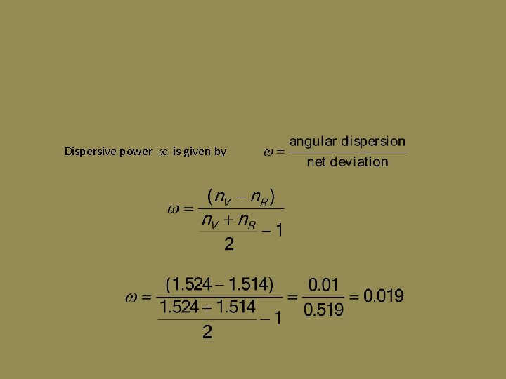 Dispersive power is given by 