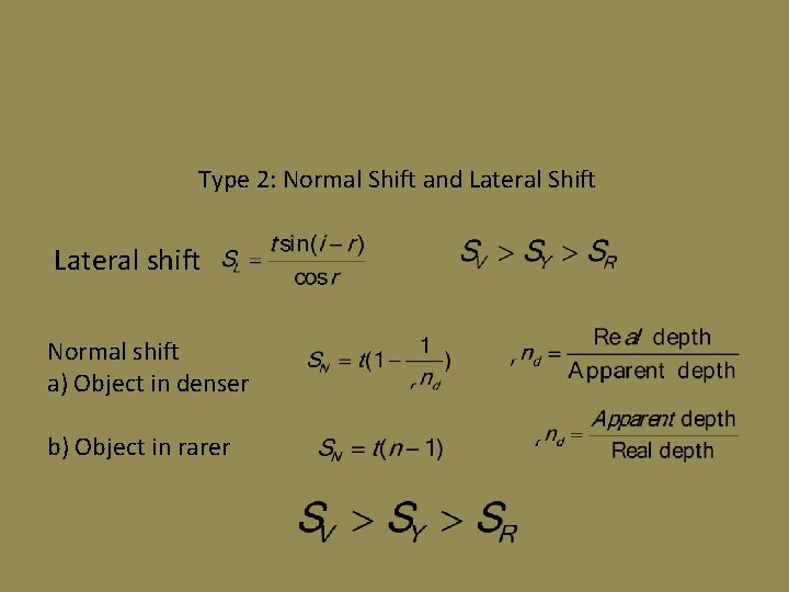 Type 2: Normal Shift and Lateral Shift Lateral shift Normal shift a) Object in