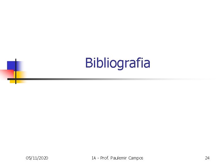 Bibliografia 05/11/2020 IA - Prof. Paulemir Campos 24 Bibliografia 05/11/2020 IA - Prof. Paulemir Campos 24