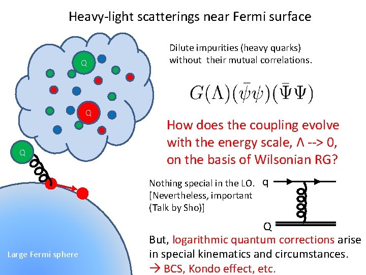 Heavy-light scatterings near Fermi surface Q Q Q Dilute impurities (heavy quarks) without their
