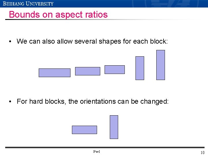 Bounds on aspect ratios • We can also allow several shapes for each block:
