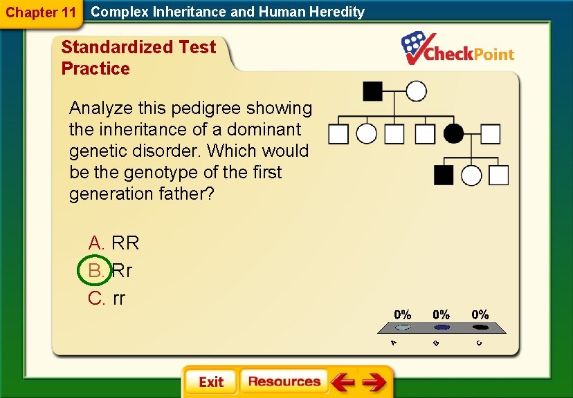 Chapter 11 Complex Inheritance and Human Heredity Standardized Test Practice Analyze this pedigree showing