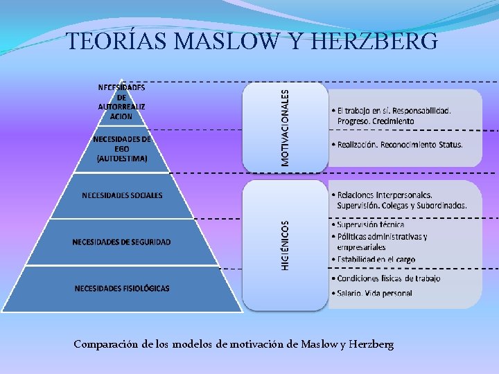 TEORÍAS MASLOW Y HERZBERG Comparación de los modelos de motivación de Maslow y Herzberg