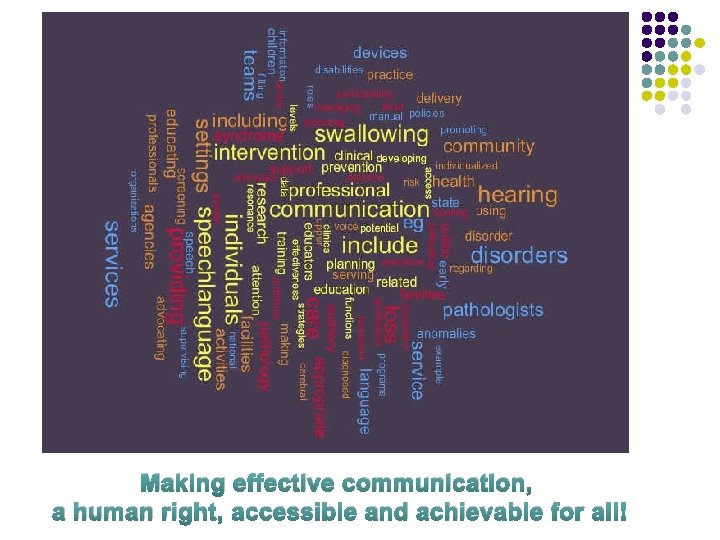 Making effective communication, a human right, accessible and achievable for all! 