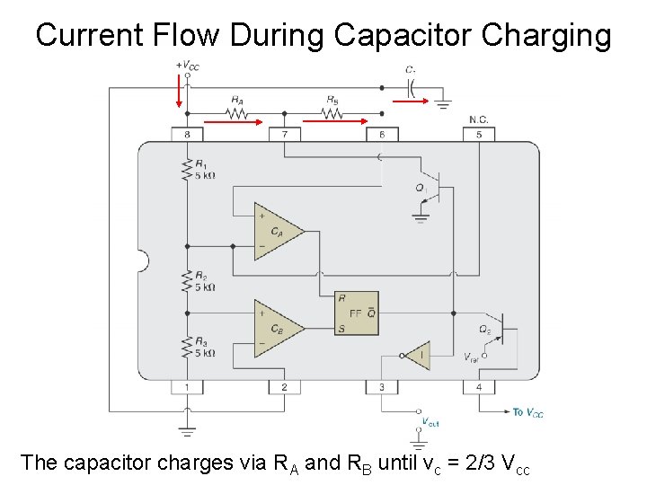 Current Flow During Capacitor Charging The capacitor charges via RA and RB until vc