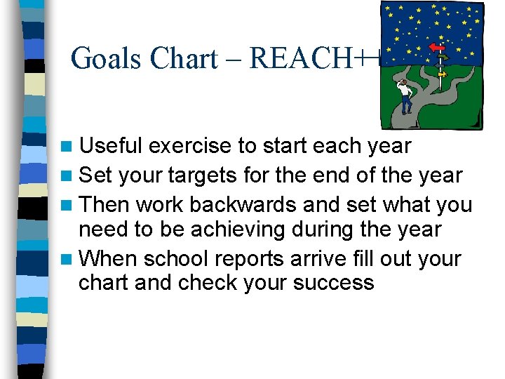 Goals Chart – REACH++ n Useful exercise to start each year n Set your