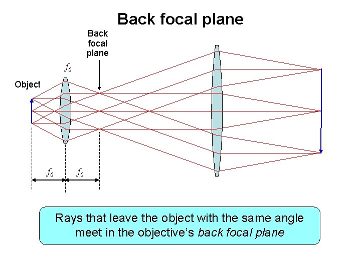 Back focal plane f 0 Object f 0 Rays that leave the object with