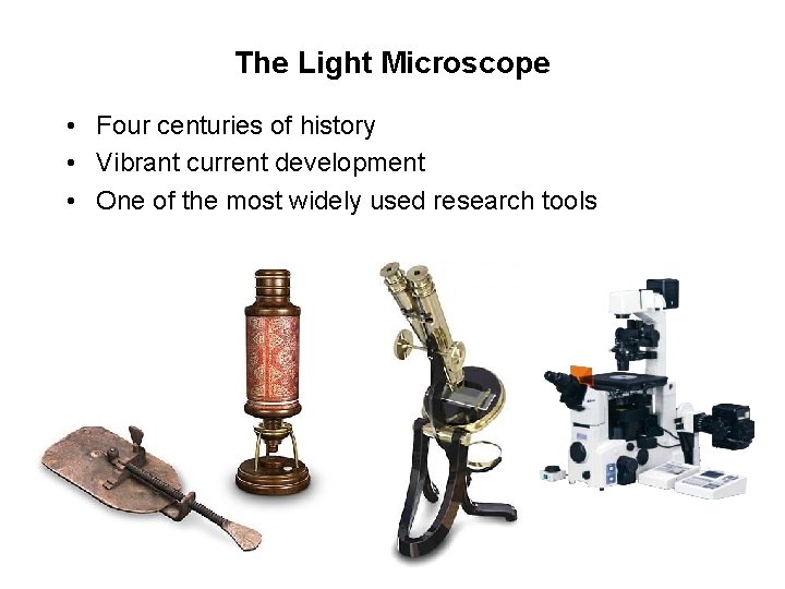 The Light Microscope • Four centuries of history • Vibrant current development • One