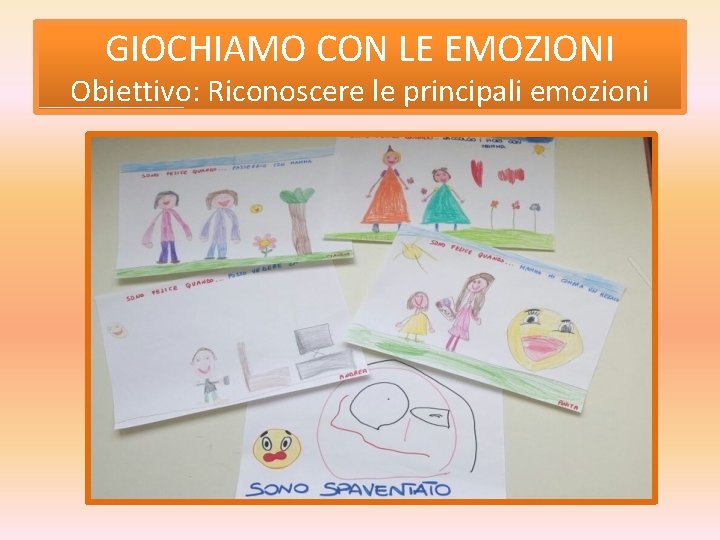 GIOCHIAMO CON LE EMOZIONI Obiettivo: Riconoscere le principali emozioni 