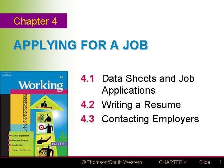 Chapter 4 APPLYING FOR A JOB 4. 1 Data Sheets and Job Applications 4.