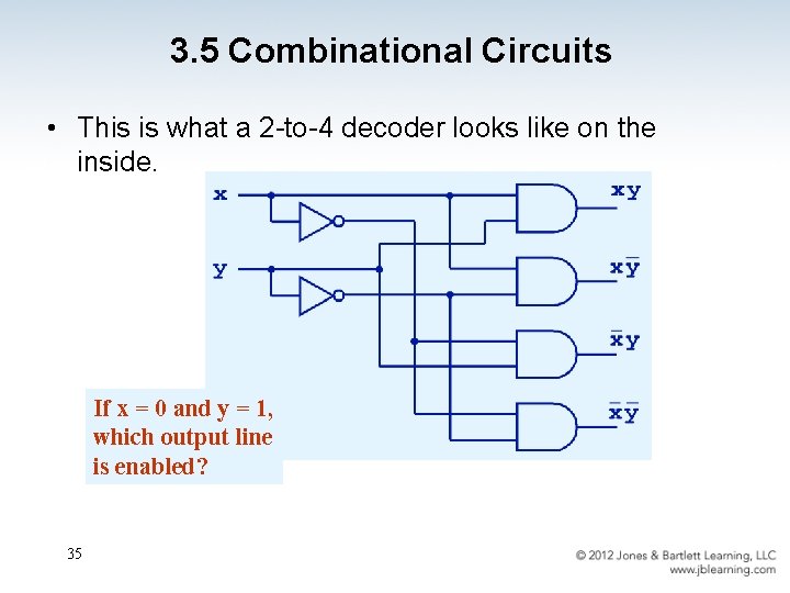 3. 5 Combinational Circuits • This is what a 2 -to-4 decoder looks like