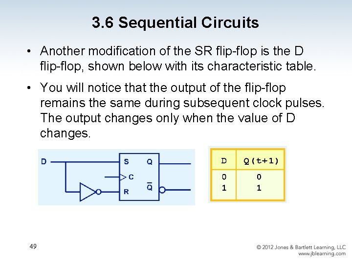 3. 6 Sequential Circuits • Another modification of the SR flip-flop is the D