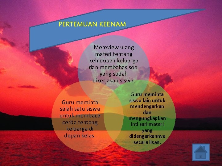 PERTEMUAN KEENAM Mereview ulang materi tentang kehidupan keluarga dan membahas soal yang sudah dikerjakan