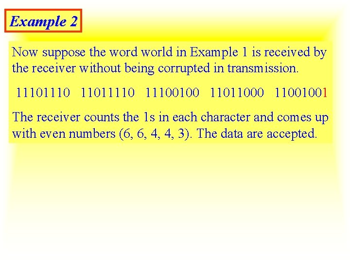 Example 2 Now suppose the word world in Example 1 is received by the