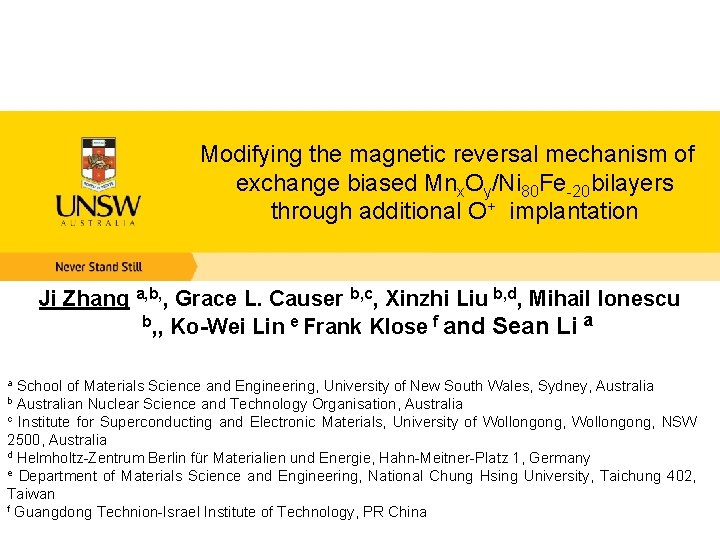 Modifying the magnetic reversal mechanism of exchange biased Mnx. Oy/Ni 80 Fe 20 bilayers