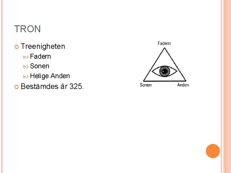 TRON Treenigheten Fadern Sonen Helige Anden Bestämdes år 325. TRON Treenigheten Fadern Sonen Helige Anden Bestämdes år 325.