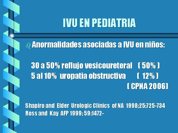 IVU EN PEDIATRIA b Anormalidades asociadas a IVU en niños: 30 a 50% reflujo