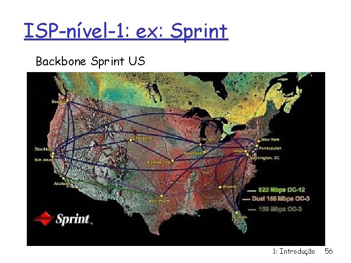 ISP-nível-1: ex: Sprint Backbone Sprint US 1: Introdução 56 