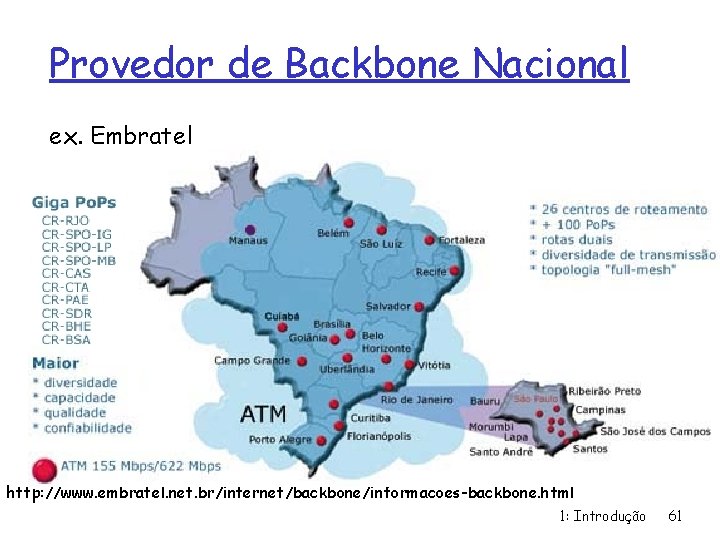 Provedor de Backbone Nacional ex. Embratel http: //www. embratel. net. br/internet/backbone/informacoes-backbone. html 1: Introdução