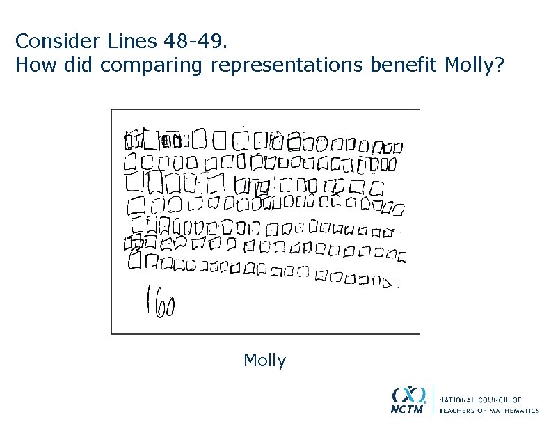 Consider Lines 48 -49. How did comparing representations benefit Molly? Molly 