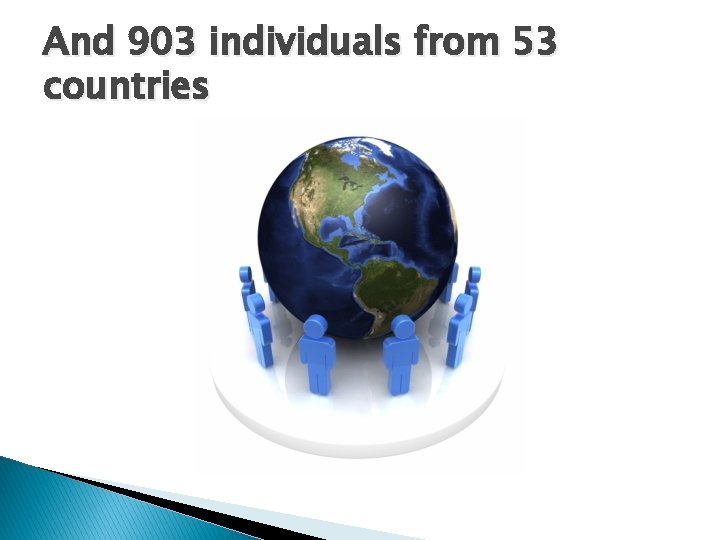 And 903 individuals from 53 countries 