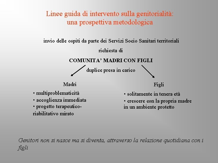 Linee guida di intervento sulla genitorialità: una prospettiva metodologica invio delle ospiti da parte