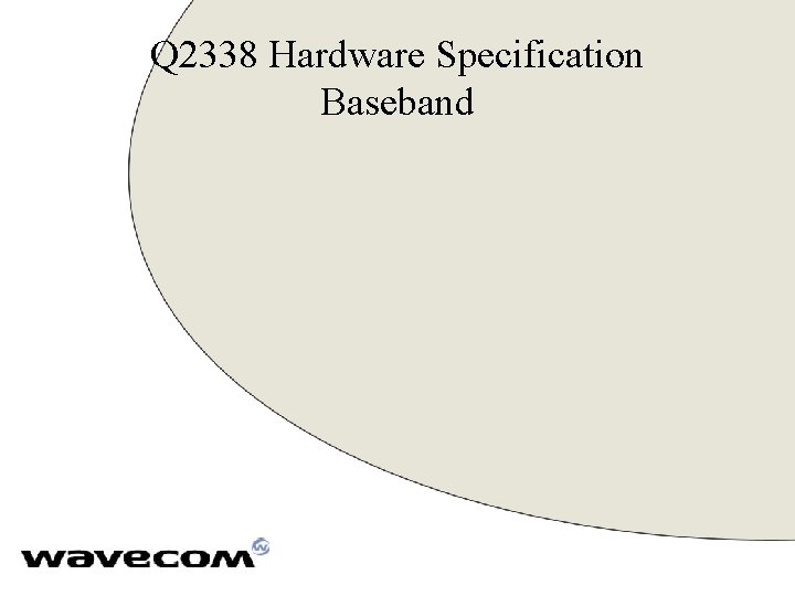 Q 2338 Hardware Specification Baseband 